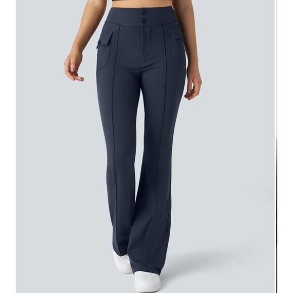 Halara High Waisted Side Flap Pocket Flare Casual Cargo Pants size small - Picture 1 of 11